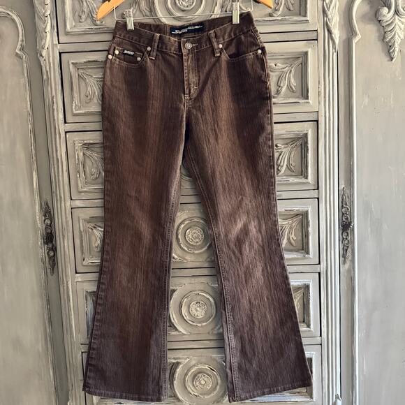 Vintage Y2K Stephen Hardy Squeeze Low Rise Boot Cut Stretch Jeans Brown Sz 5/6 - Picture 1 of 9